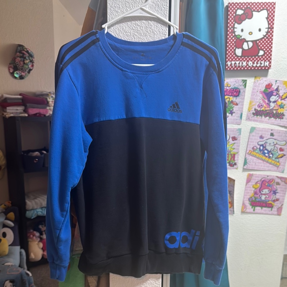 Adidas Men's Crewneck Sweater in Blue and Black